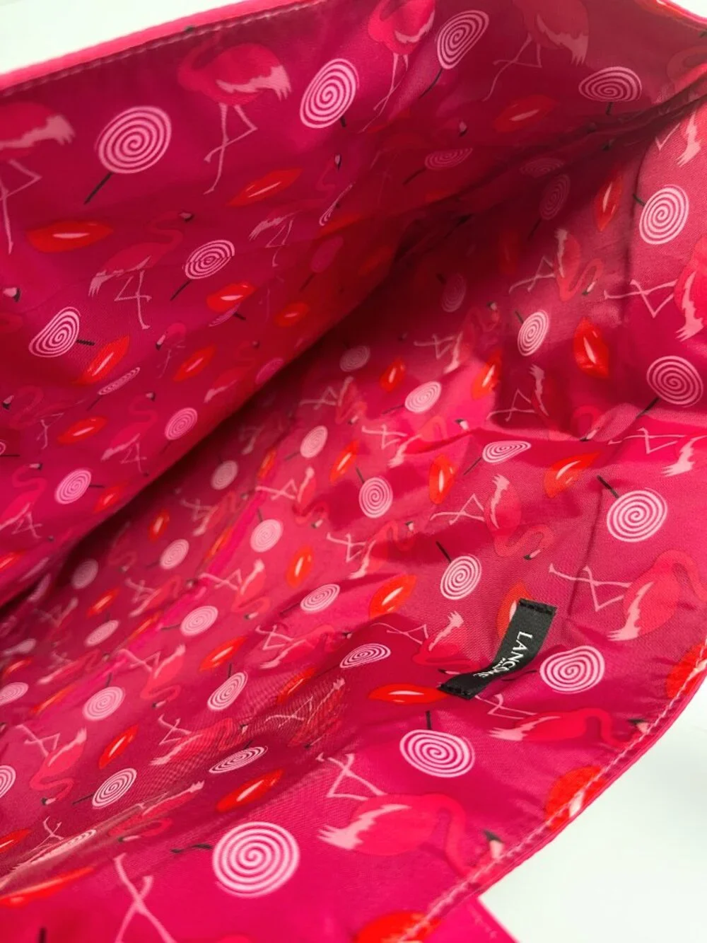 Lancôme Pink/Red Waterproof Flamingo Lined Tote‎ Bag Hot Barbie 16x15x3”